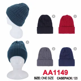 Winter Cable Knitted Cuffed Hat Beanies Skull Cap Lining AA1149