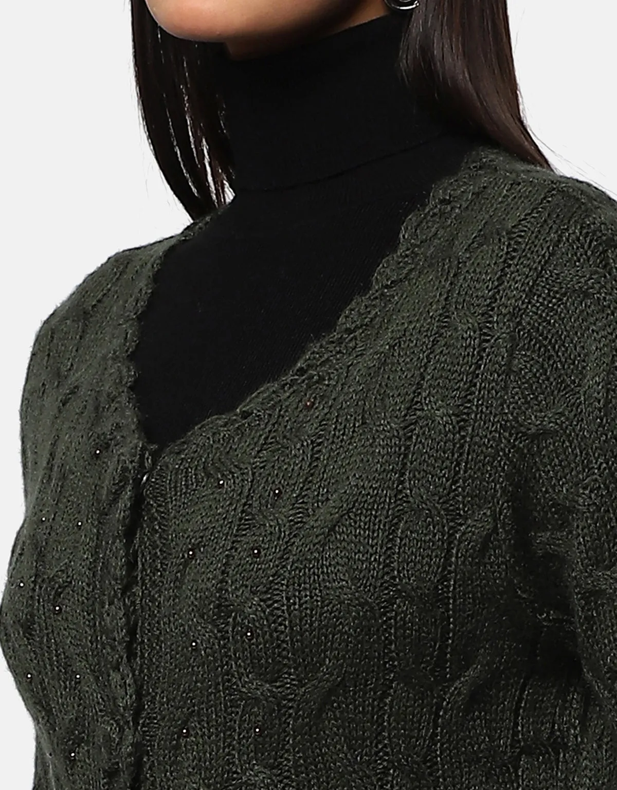 Women Woolen Cable Design Fancy Shrug