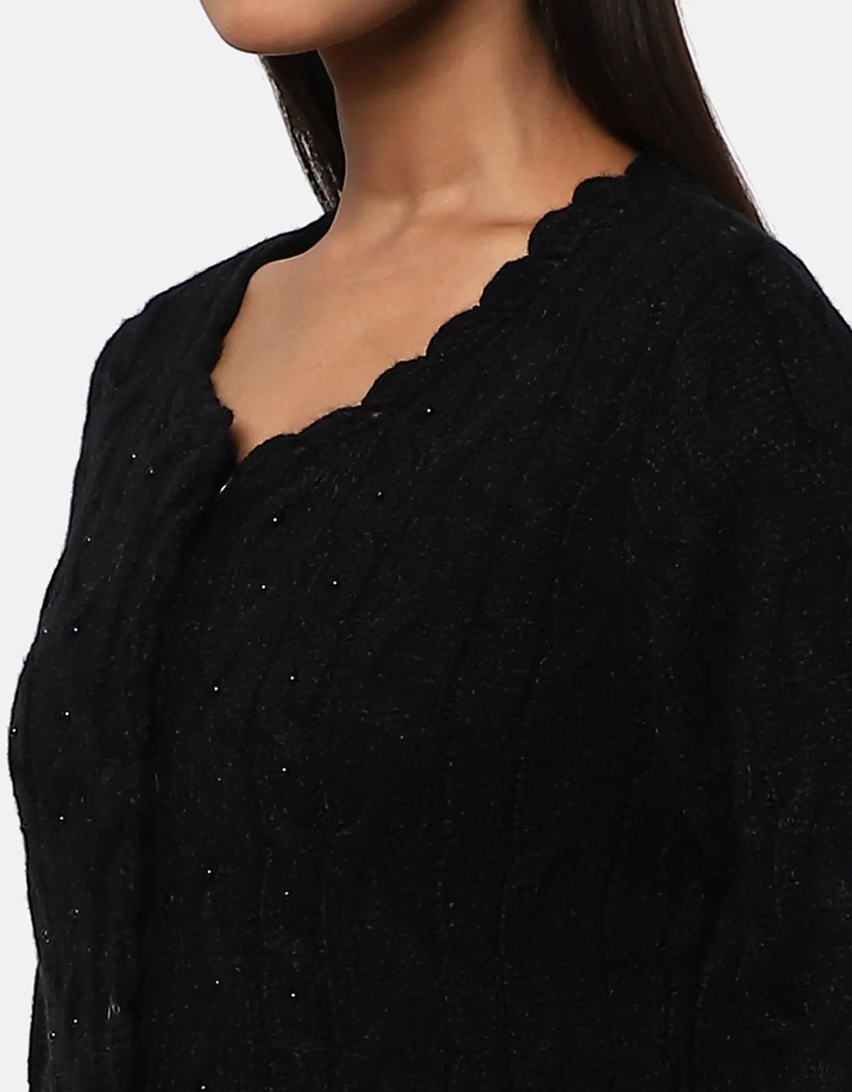 Women Woolen Cable Design Fancy Shrug