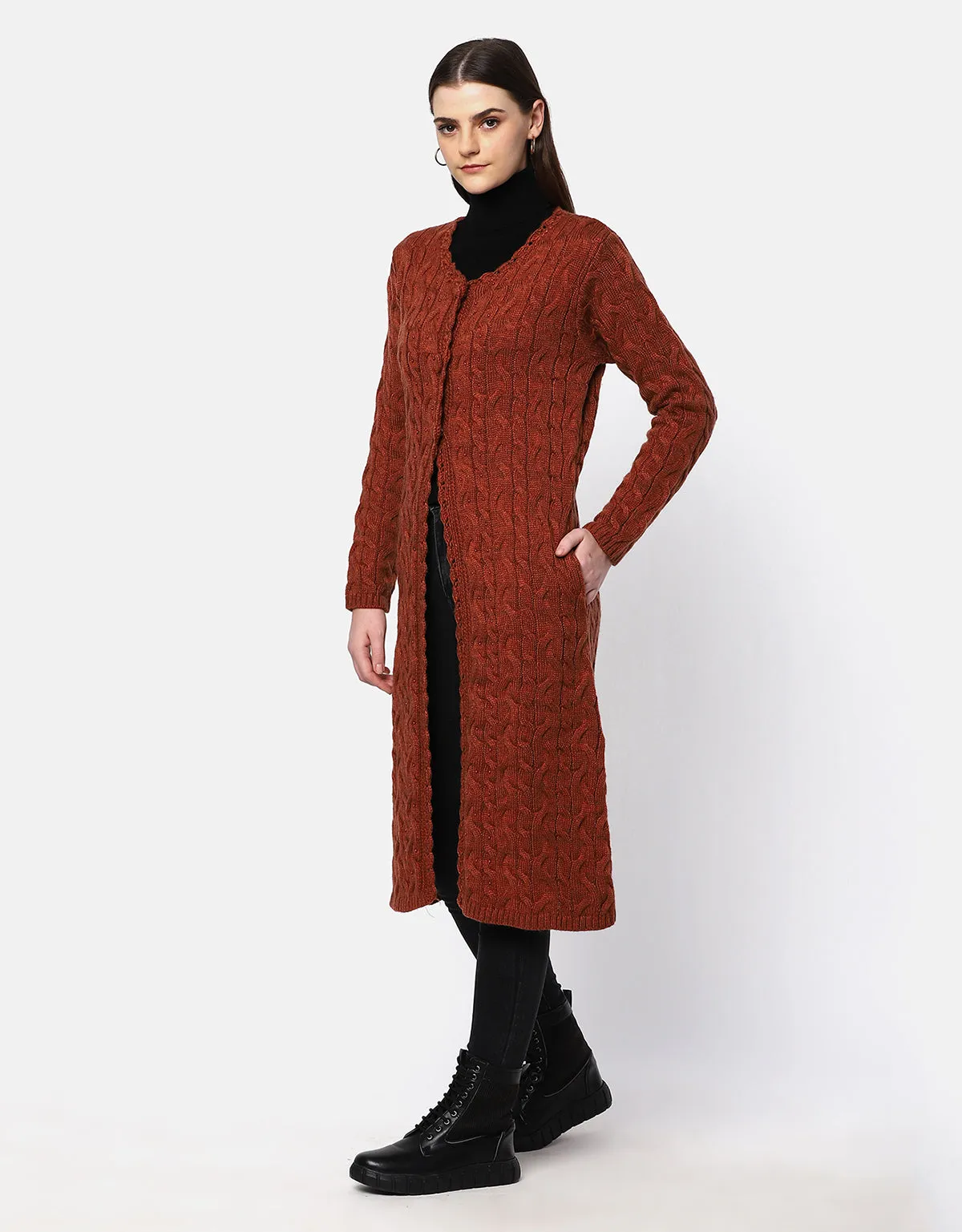 Women Woolen Cable Design Fancy Shrug