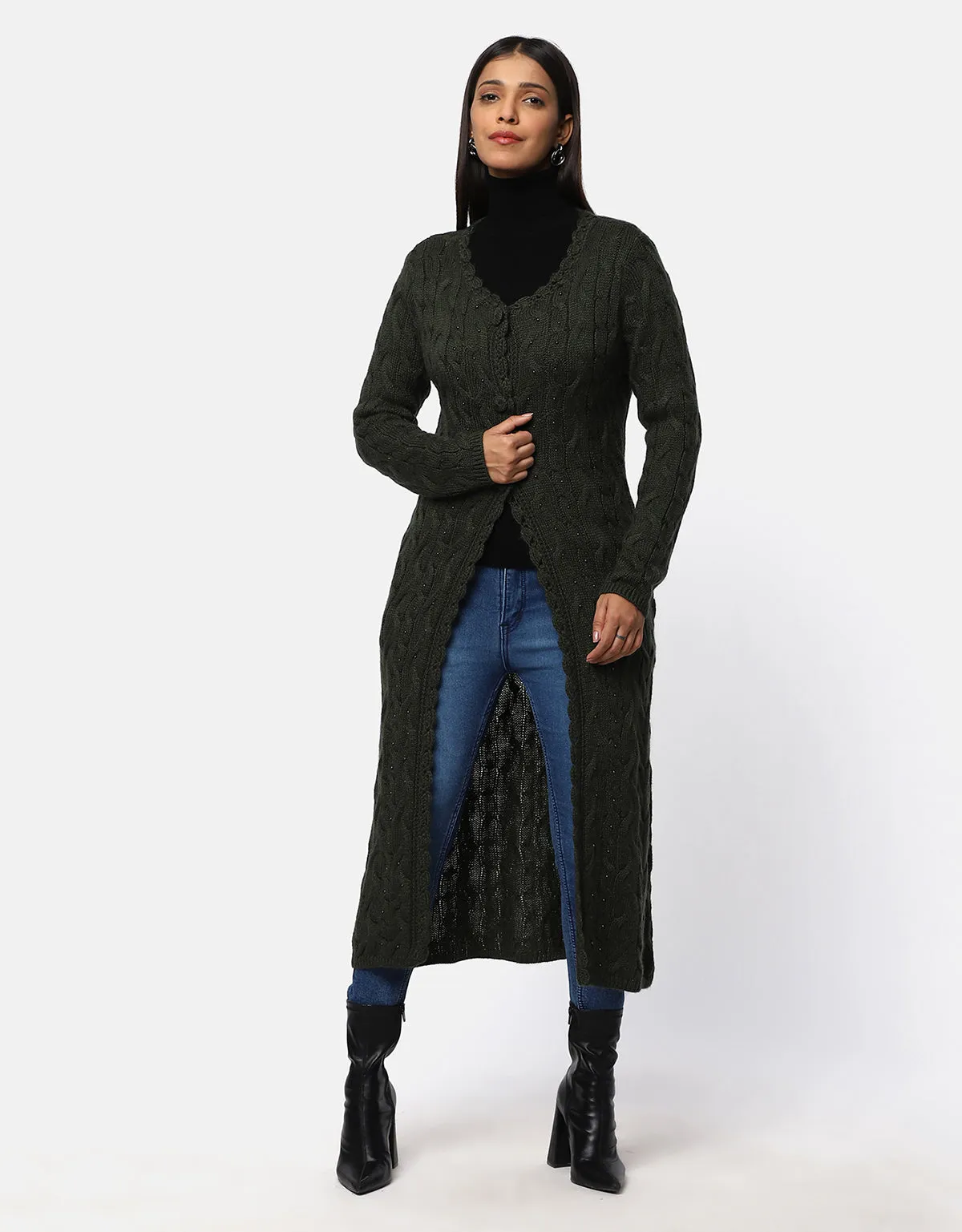 Women Woolen Cable Design Fancy Shrug