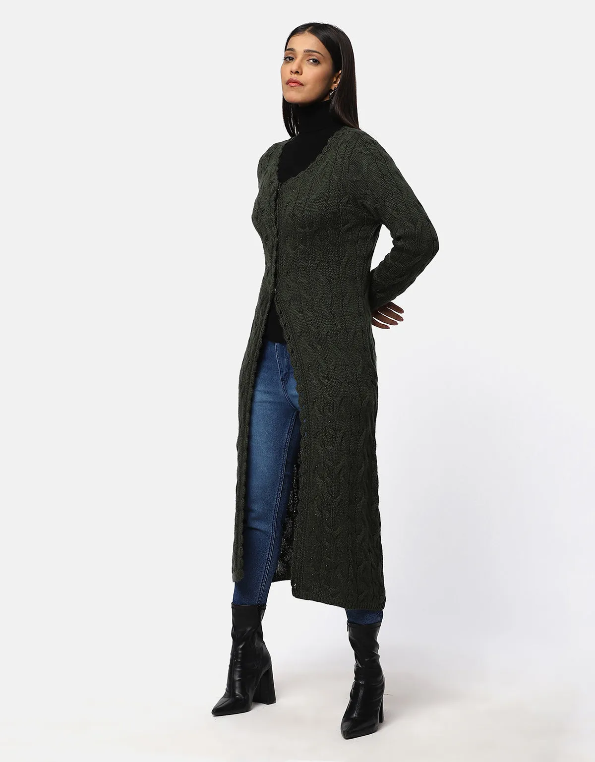 Women Woolen Cable Design Fancy Shrug