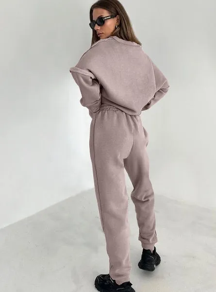 Women's Basics - Oversized Sweatshirt and Pencil Pants Two-piece Outfit Set