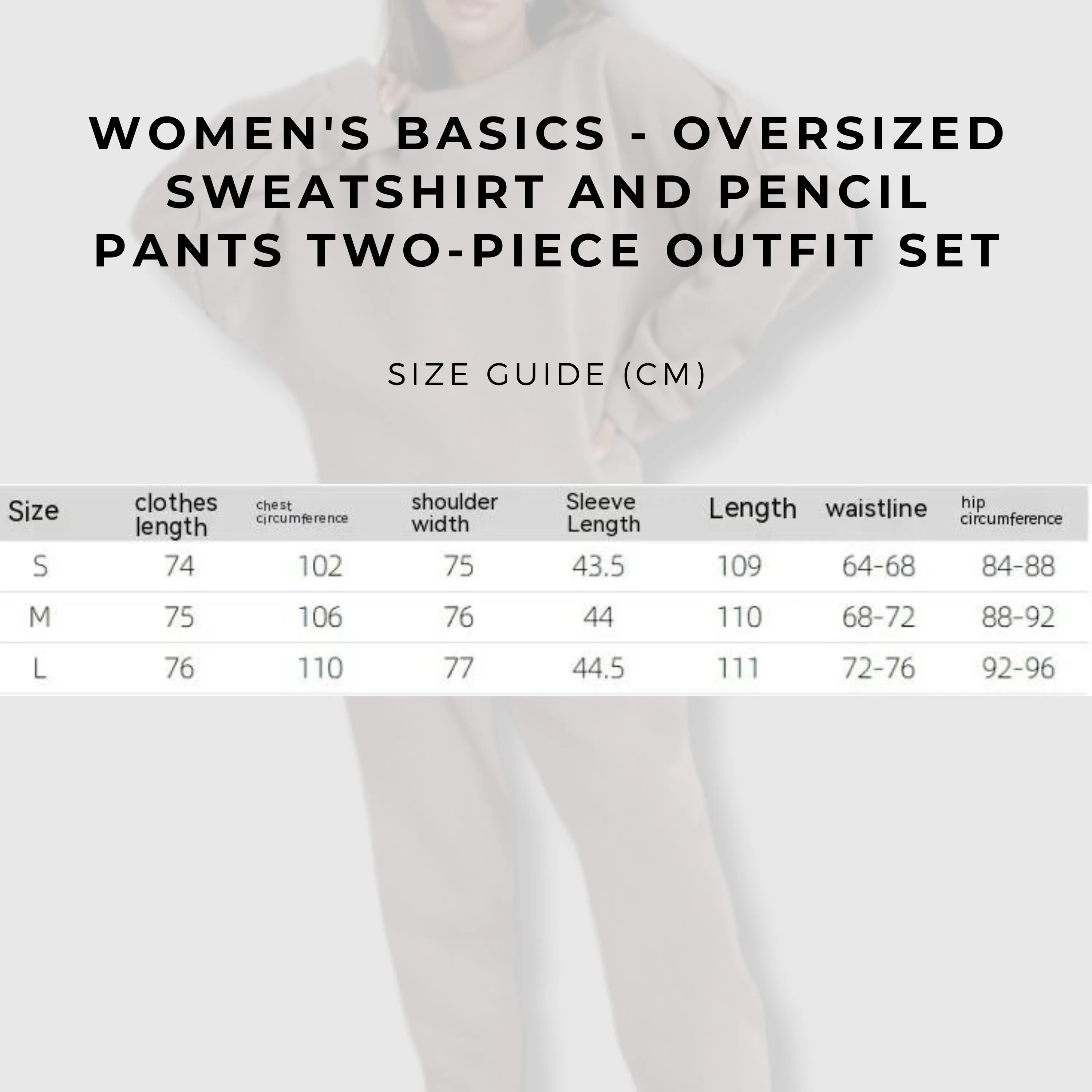 Women's Basics - Oversized Sweatshirt and Pencil Pants Two-piece Outfit Set