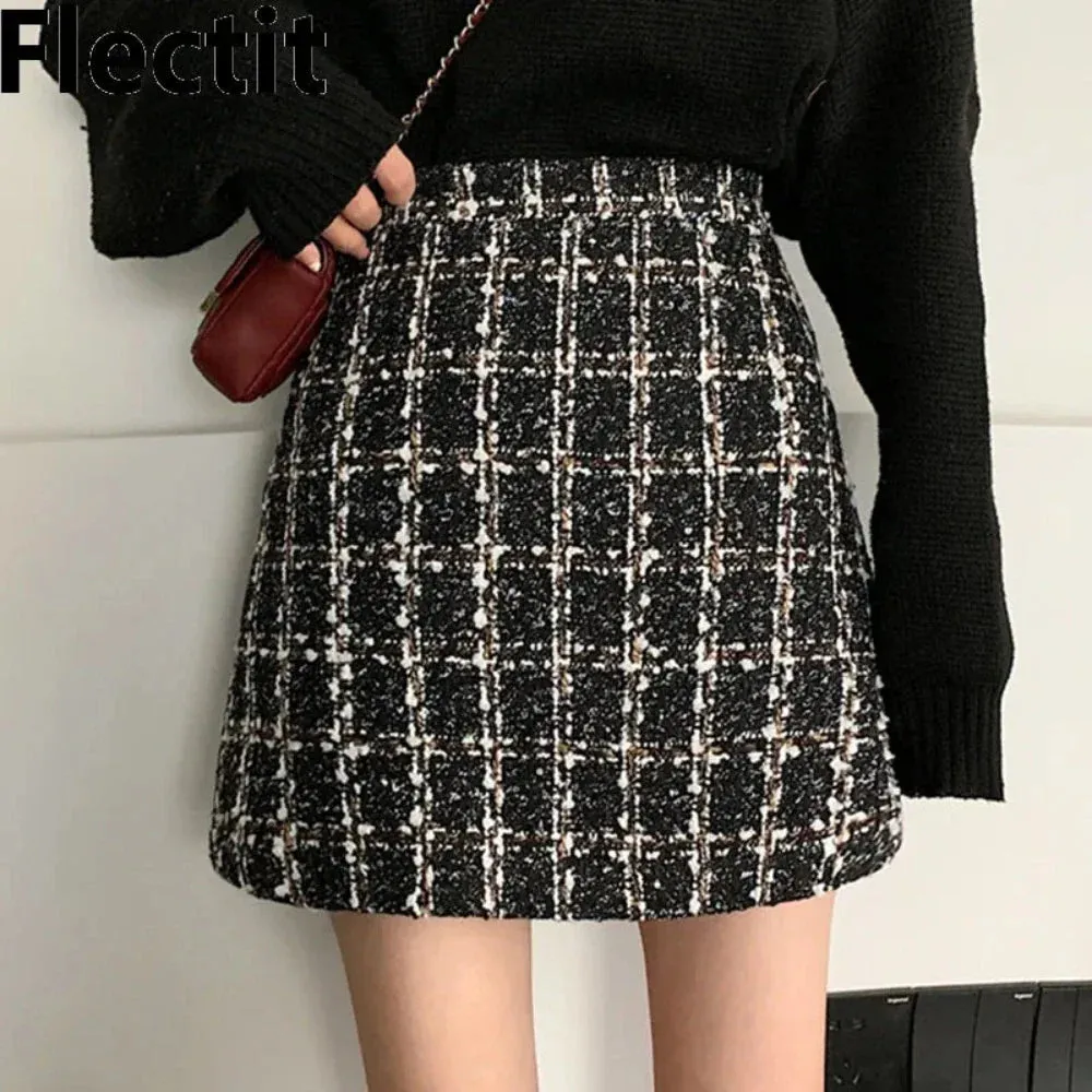 Womens Fall and Winter Plaid Skirt