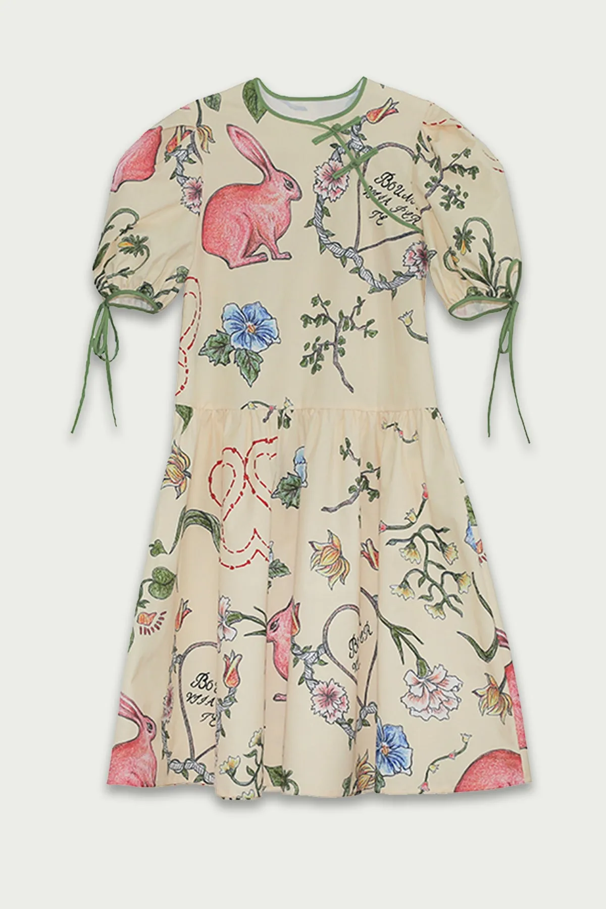 XUNRUO | Plant And Rabbit Improved Cheongsam Dress