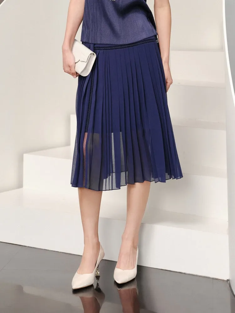 YAYING Blue Elegant Pleated Skirt