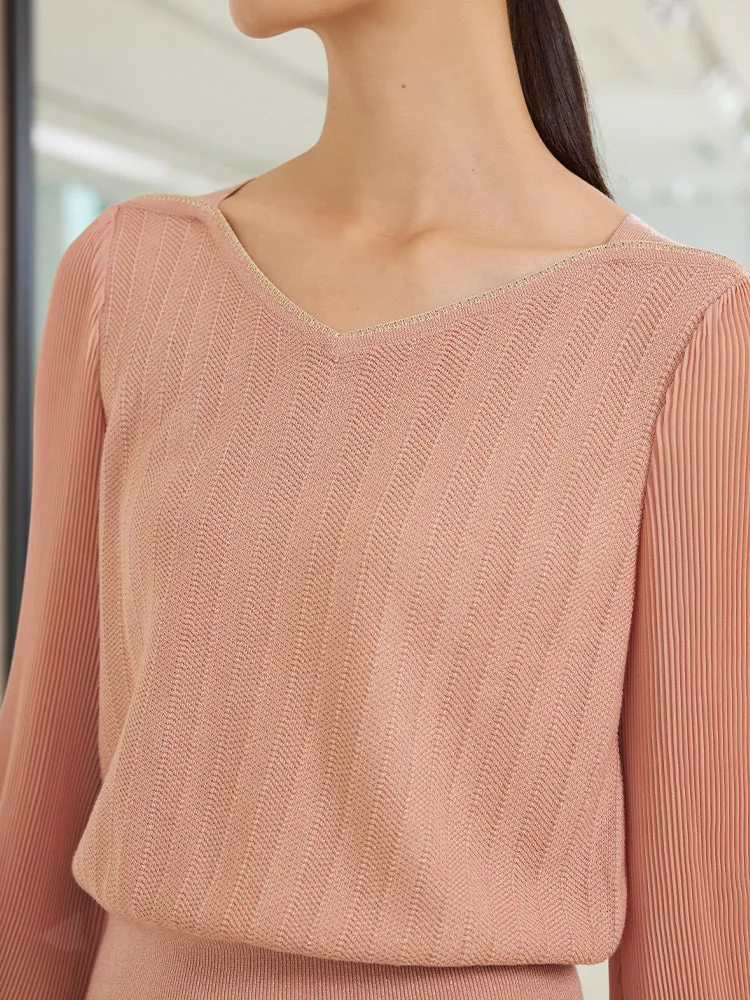 YAYING Puff Sleeves Knit Sweater