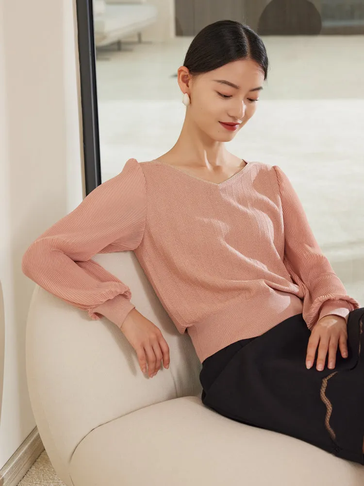 YAYING Puff Sleeves Knit Sweater