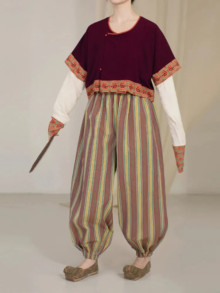 Yoyo 呦呦 Oh Deer! Early Tang Dynasty Beizi Jacket & Cotton Lantern Pants Set