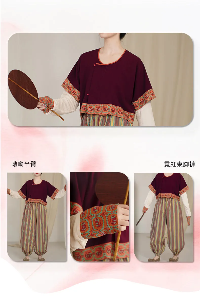 Yoyo 呦呦 Oh Deer! Early Tang Dynasty Beizi Jacket & Cotton Lantern Pants Set